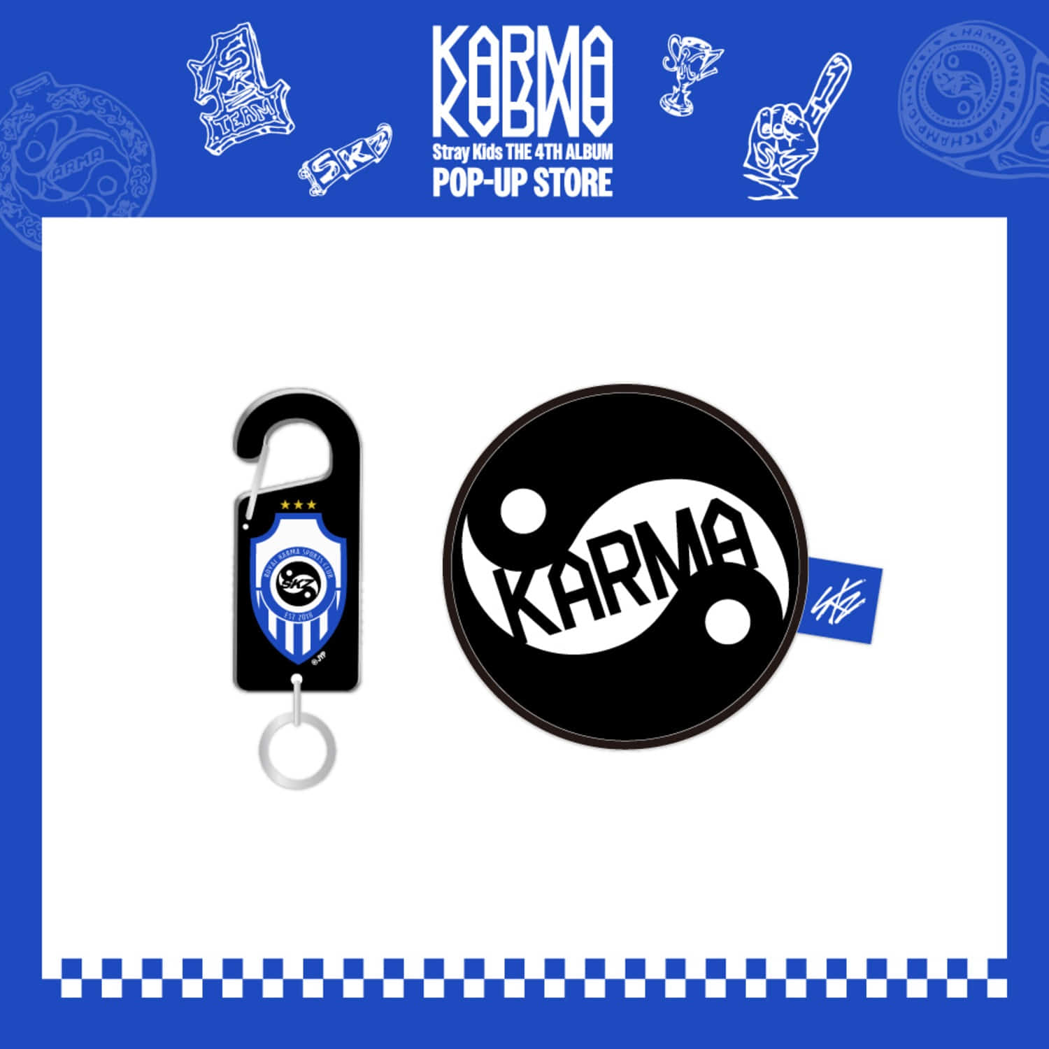 STRAY KIDS POP-UP STORE [KARMA] OFFICIAL MD - 06. ACRYLIC CARABINER & BALL POUCH SET (PRE-ORDER)