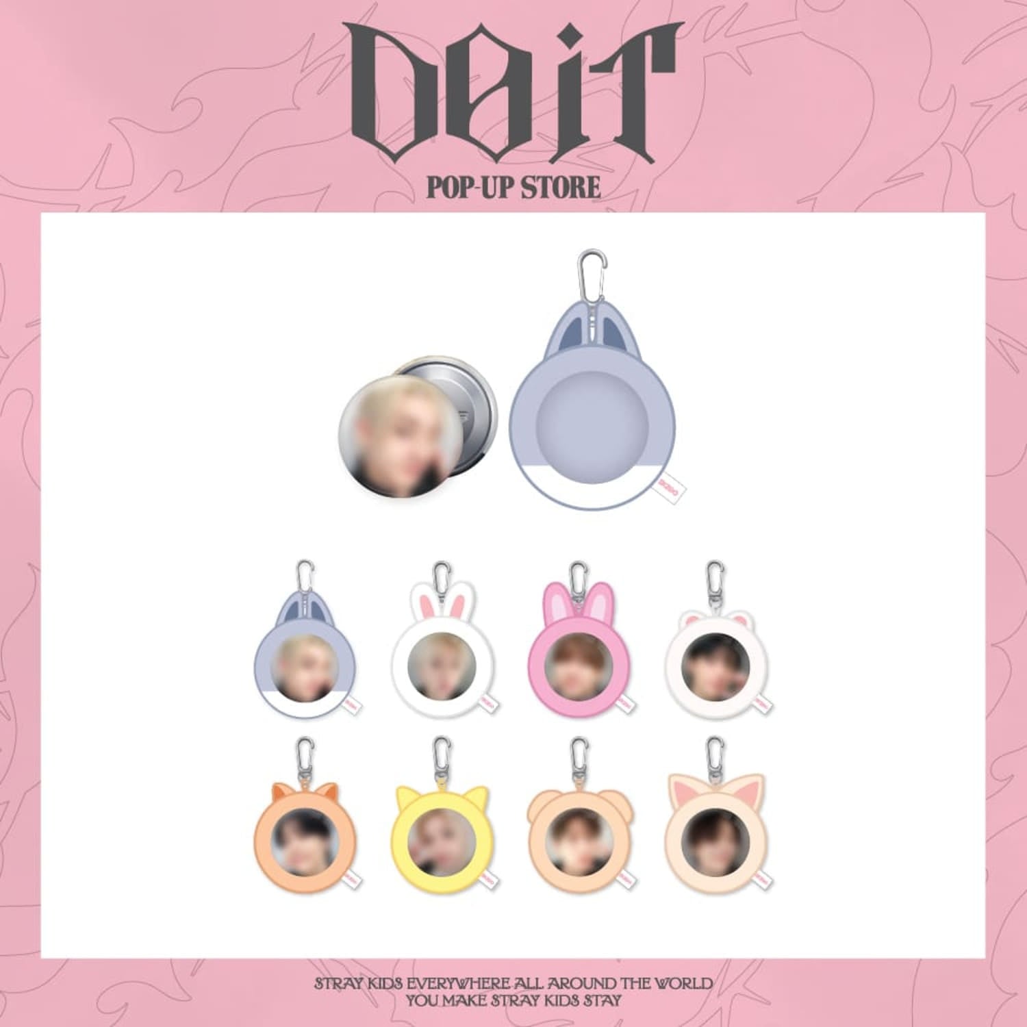 STRAY KIDS [DO IT] POP-UP STORE OFFICIAL MD - 02. SOFT FACE BADGE & SKZOO COVER SET (PRE-ORDER)