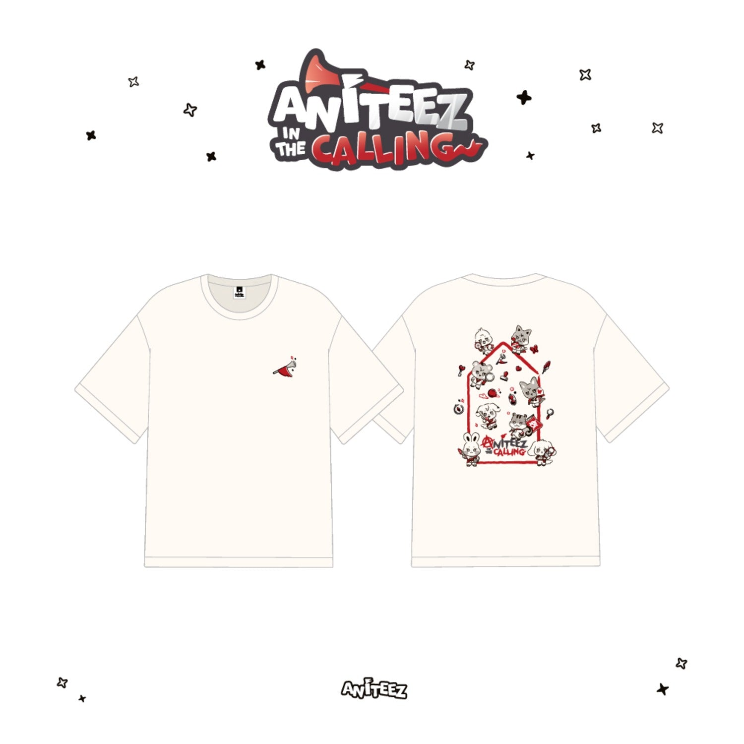 ATEEZ X ANITEEZ [ANITEEZ IN THE CALLING] OFFICIAL MD - 07. T-SHIRT (CREAM) (PRE-ORDER)