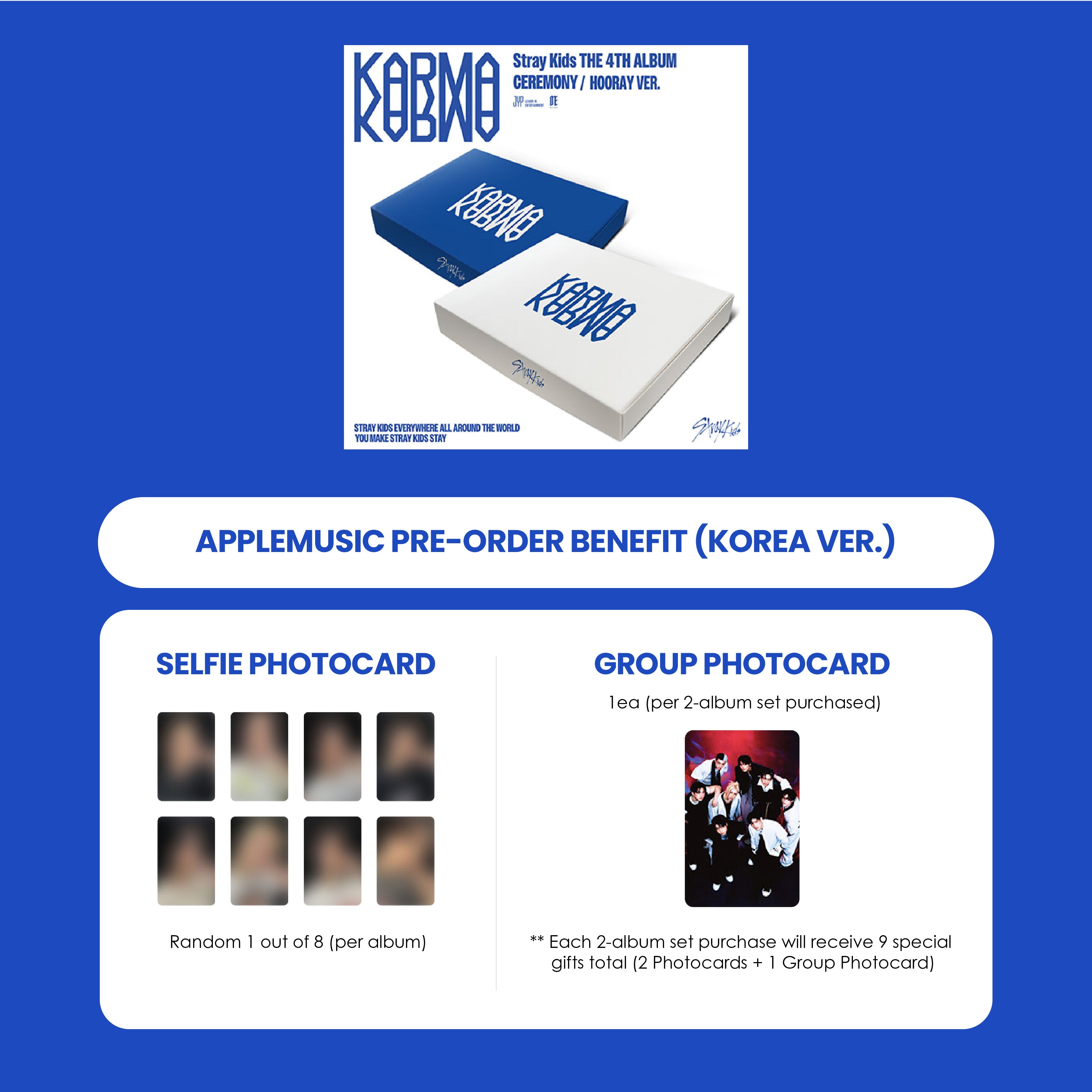 STRAY KIDS 4TH ALBUM - KARMA (KOREA VER.) + APPLEMUSIC PHOTOCARD (PRE-ORDER)