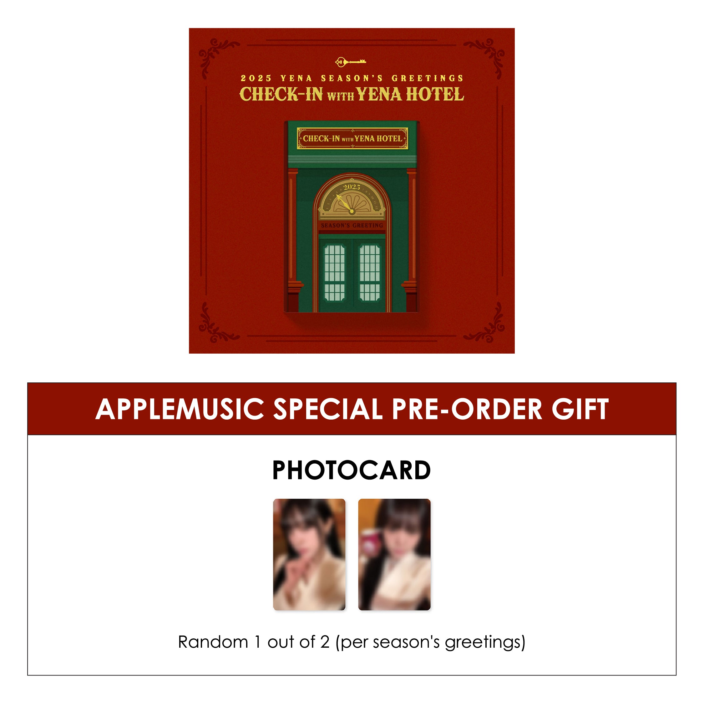 YENA 2025 SEASON'S GREETINGS - CHECK-IN WITH YENA HOTEL + APPLEMUSIC PHOTOCARD