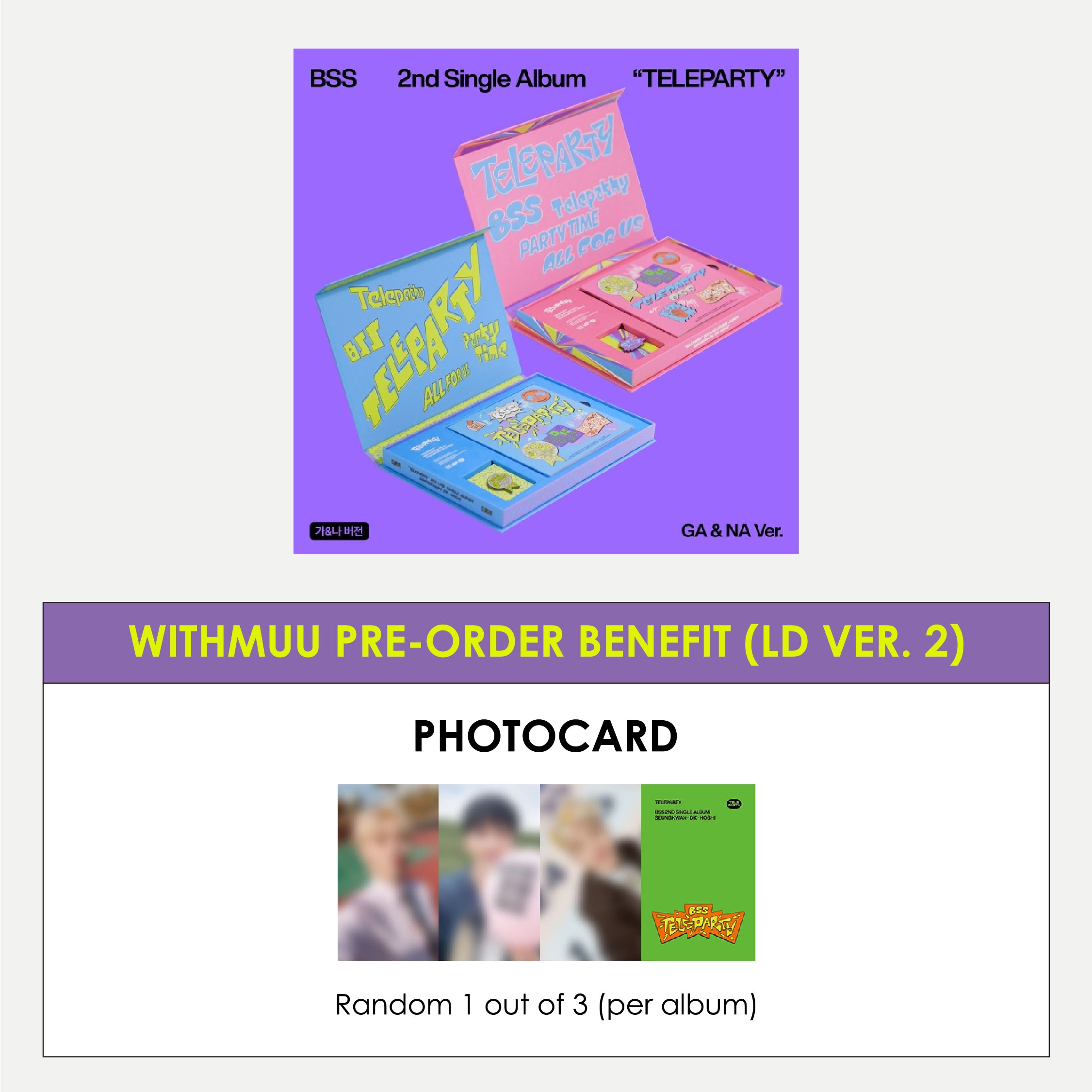 BSS (SEVENTEEN) 2ND SINGLE ALBUM - TELEPARTY + WITHMUU PHOTOCARD (LD VER.2)