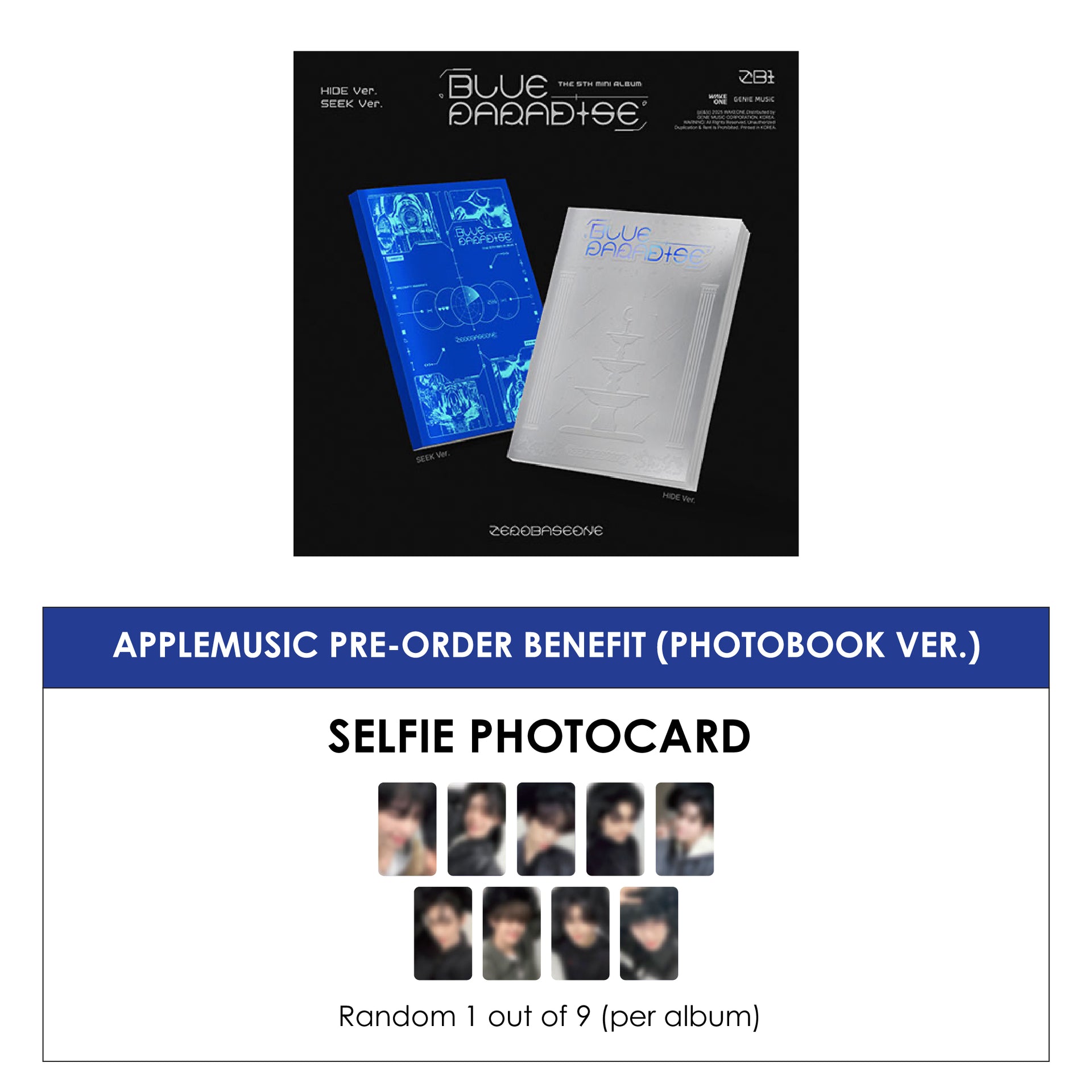 ZEROBASEONE 5TH MINI ALBUM - BLUE PARADISE + APPLEMUSIC PHOTOCARD 