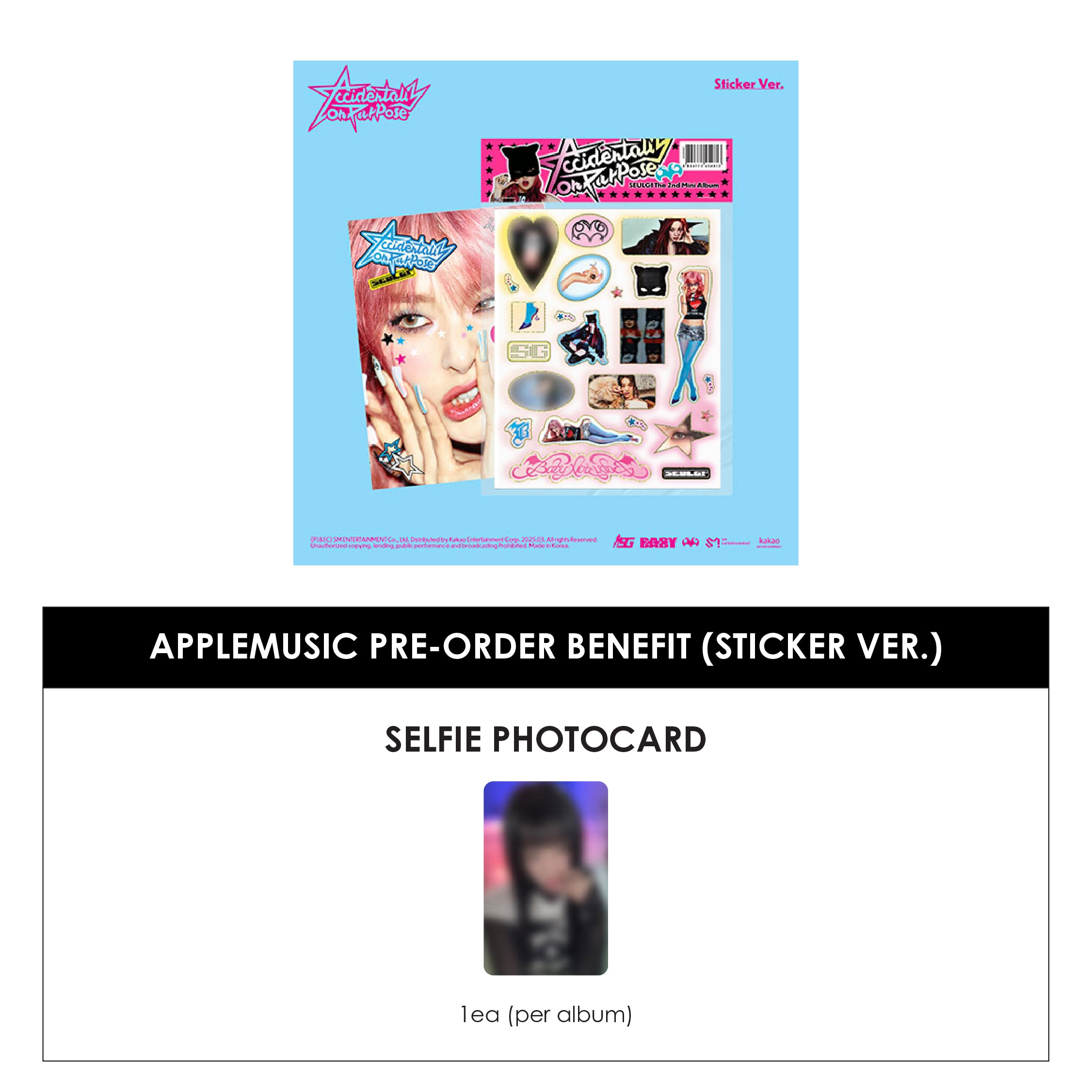 SEULGI (RED VELVET) 2ND MINI ALBUM - ACCIDENTALLY ON PURPOSE (STICKER VER.) + APPLEMUSIC PHOTOCARD