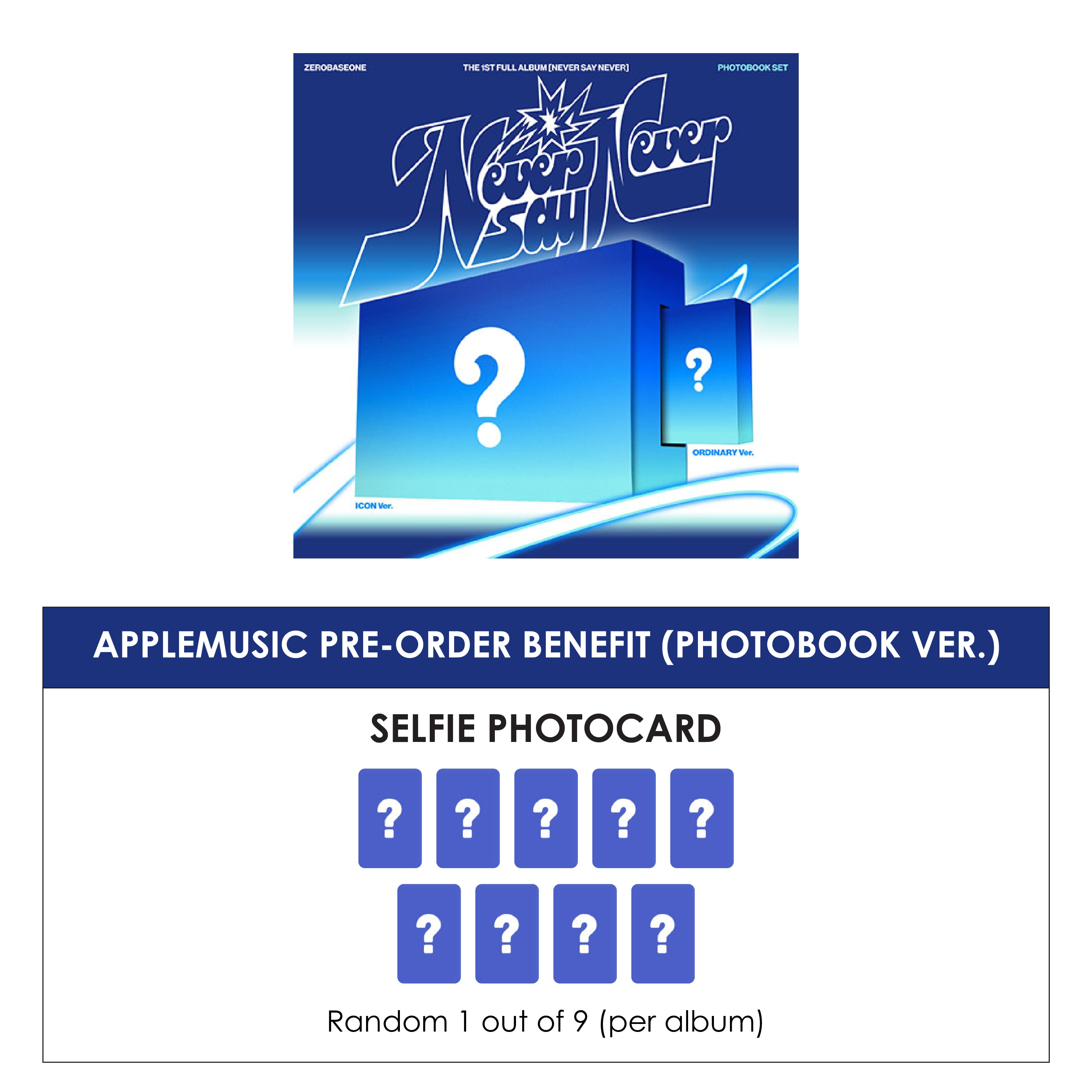 ZEROBASEONE 1ST ALBUM - NEVER SAY NEVER (PHOTOBOOK VER.) + APPLEMUSIC PHOTOCARD (PRE-ORDER)