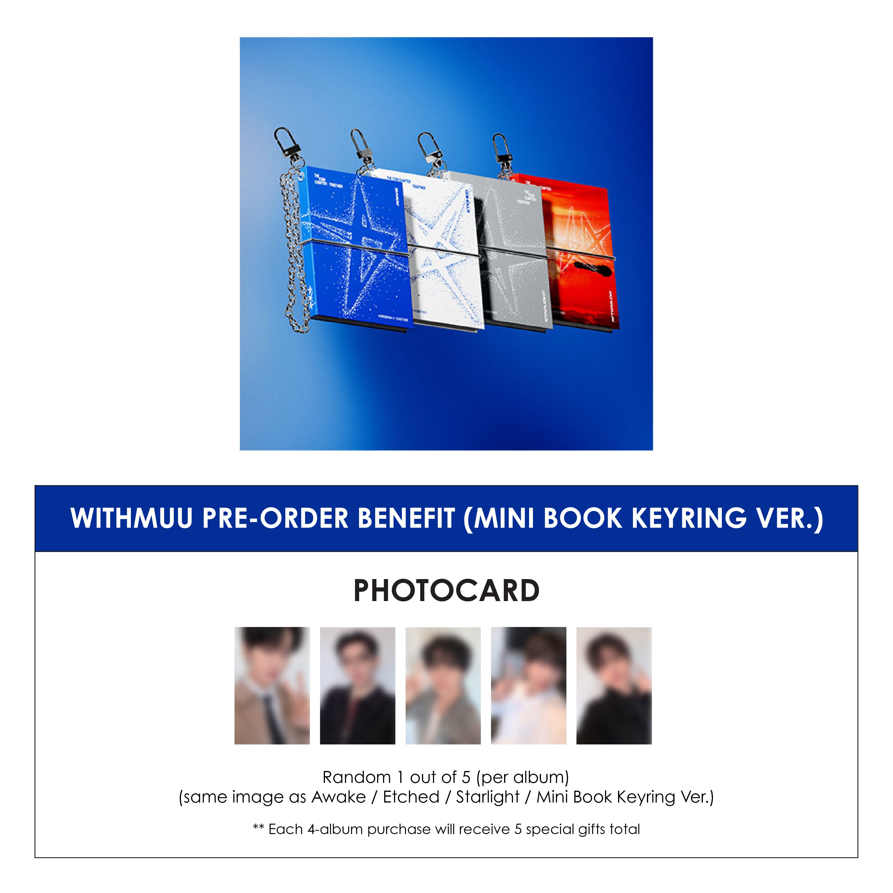 TXT 4TH ALBUM - THE STAR CHAPTER: TOGETHER (MINI BOOK KEYRING VER.) + WITHMUU PHOTOCARD (LD VER.2) (PRE-ORDER)