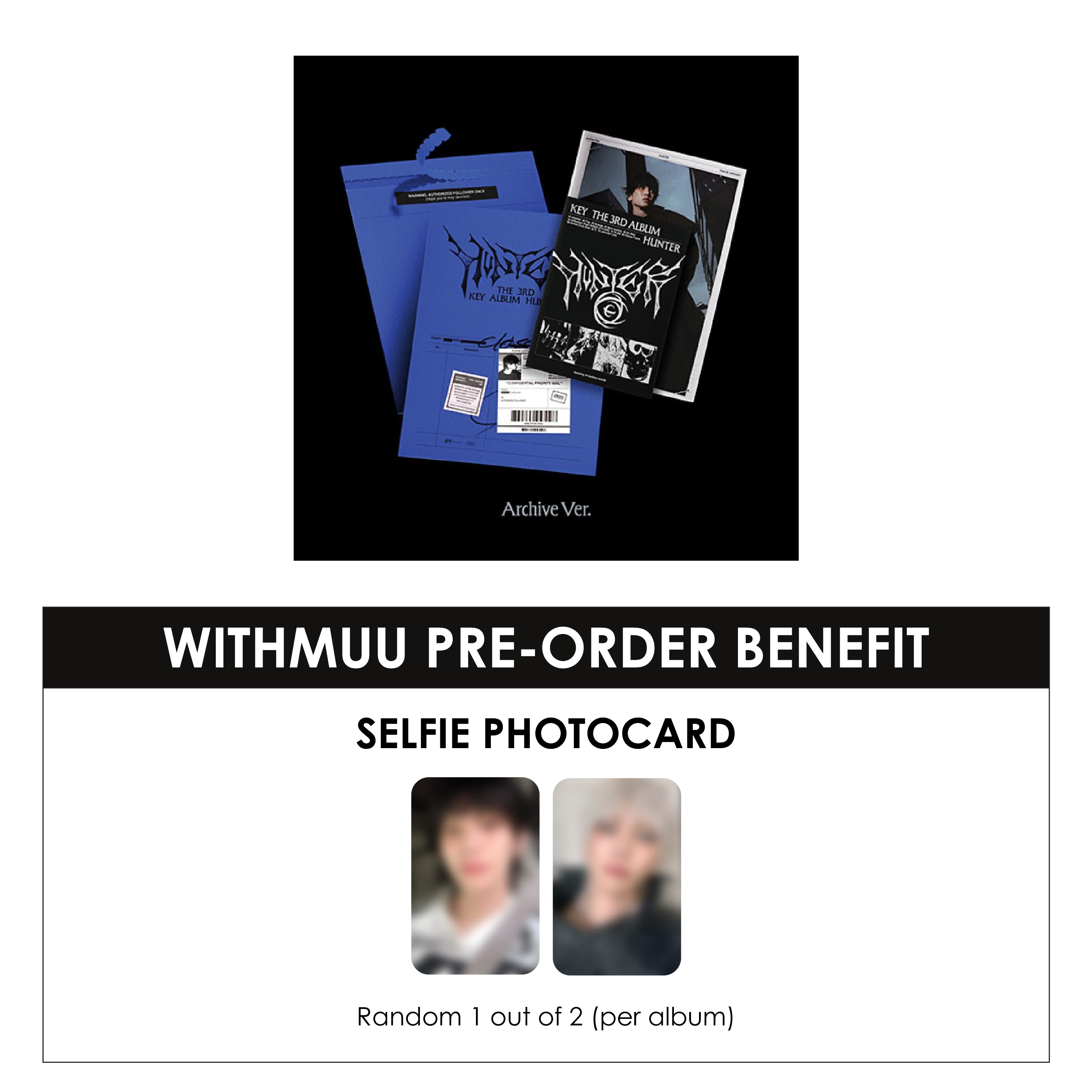 KEY 3RD ALBUM - HUNTER (ARCHIVE VER.) + WITHMUU PHOTOCARD