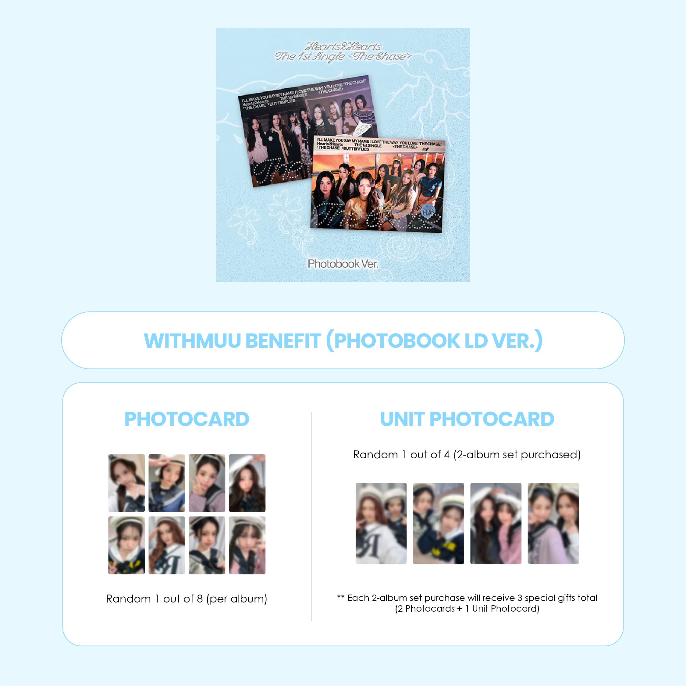 HEARTS2HEARTS 1ST SINGLE ALBUM - THE CHASE (PHOTOBOOK VER.) + WITHMUU PHOTOCARD (LD VER.) (PRE-ORDER)