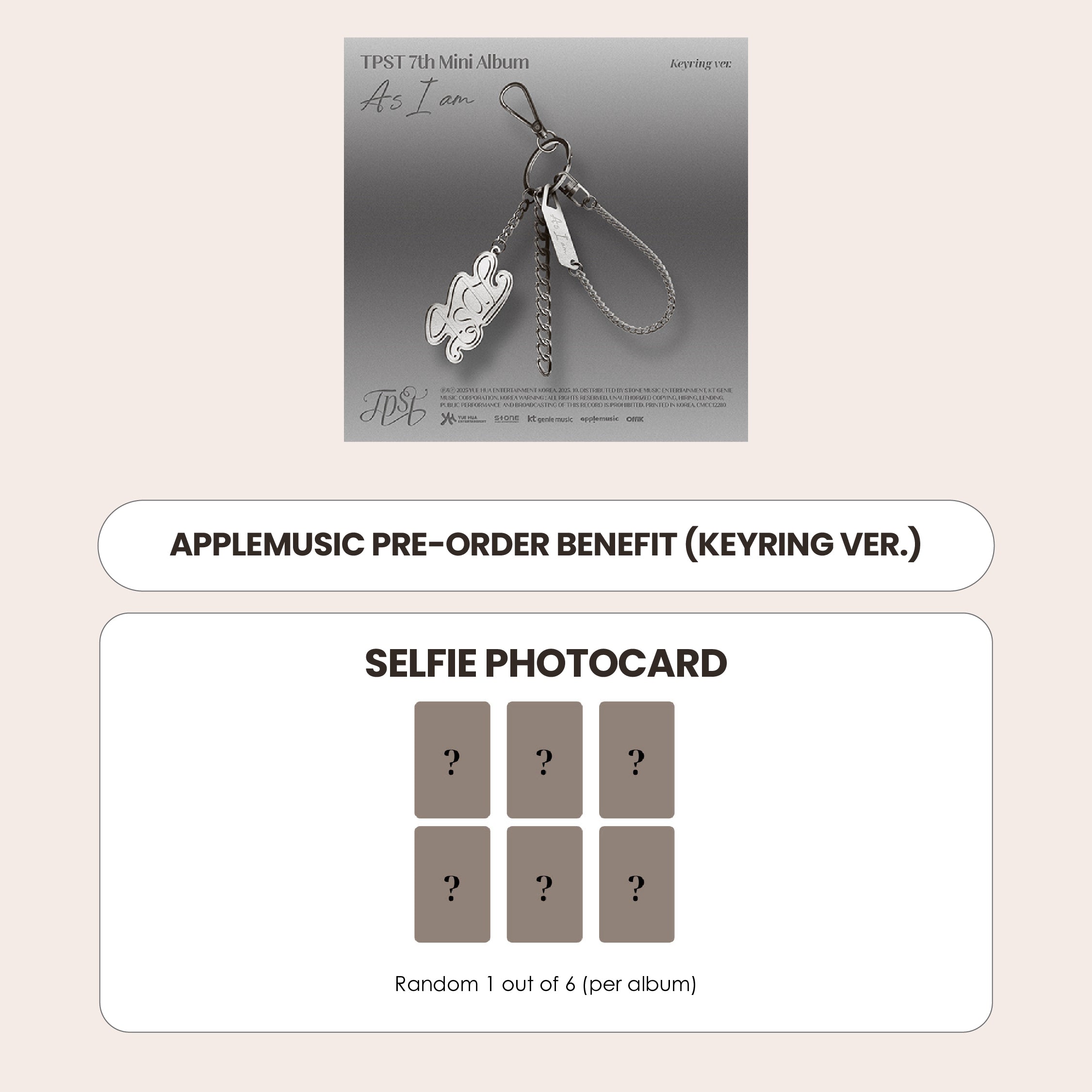 TEMPEST 7TH MINI ALBUM - AS I AM (KEYRING VER.) + APPLEMUSIC PHOTOCARD (PRE-ORDER)
