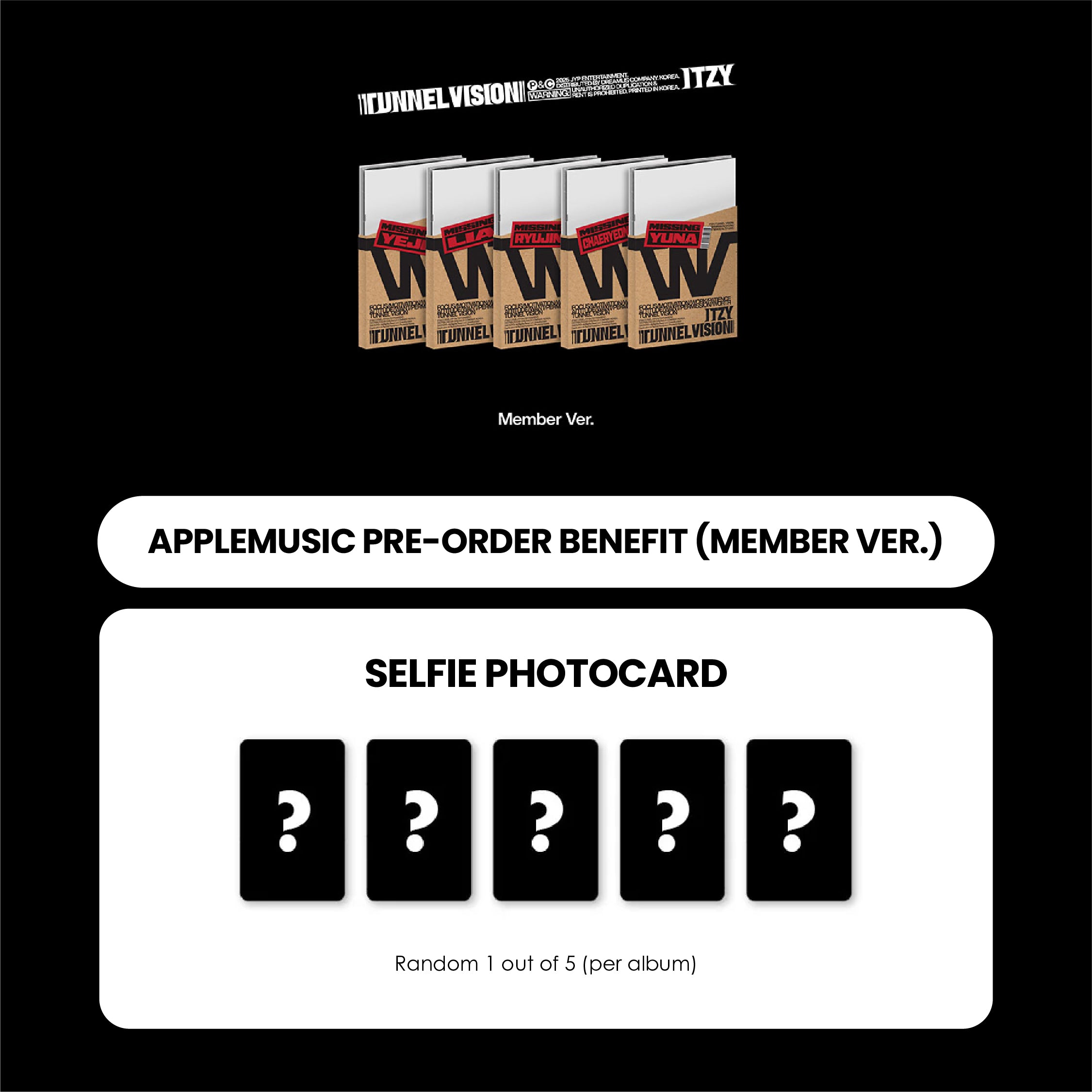 ITZY ALBUM - TUNNEL VISION (MEMBER VER.) + APPLEMUSIC PHOTOCARD (PRE-ORDER)