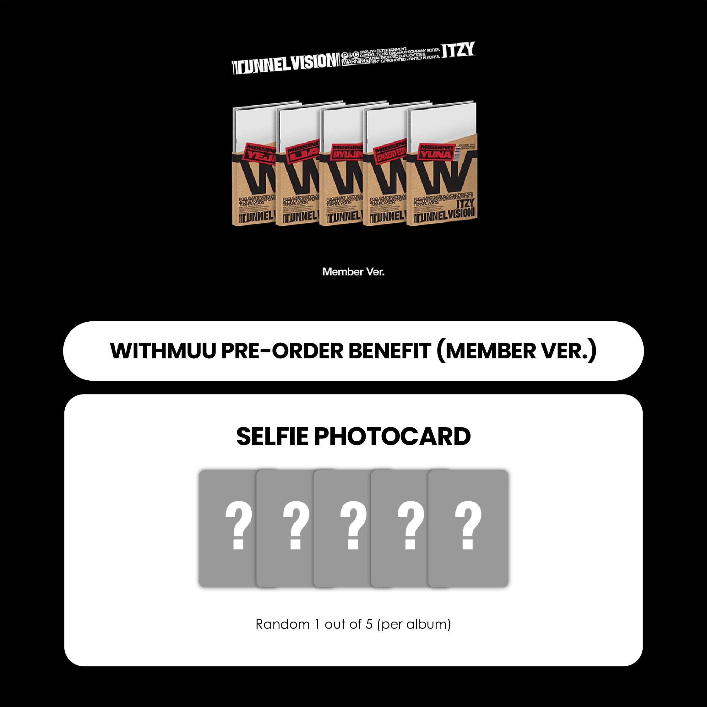 ITZY ALBUM - TUNNEL VISION (MEMBER VER.) + WITHMUU PHOTOCARD (PRE-ORDER)