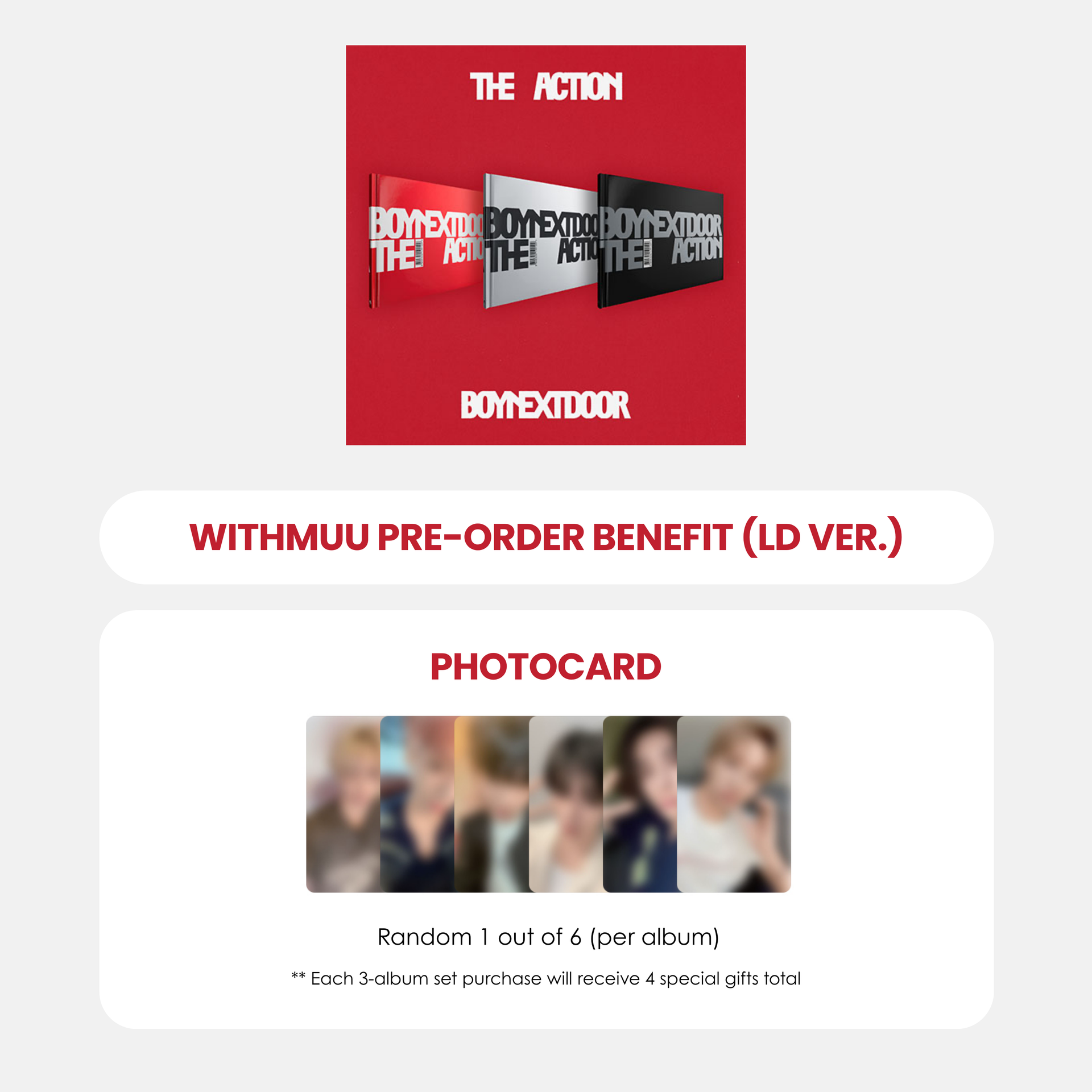 BOYNEXTDOOR 5TH EP ALBUM - THE ACTION + WITHMUU PHOTOCARD (LD VER BOYNEXTDOOR 5TH EP ALBUM - THE ACTION + WITHMUU PHOTOCARD (LD VER
