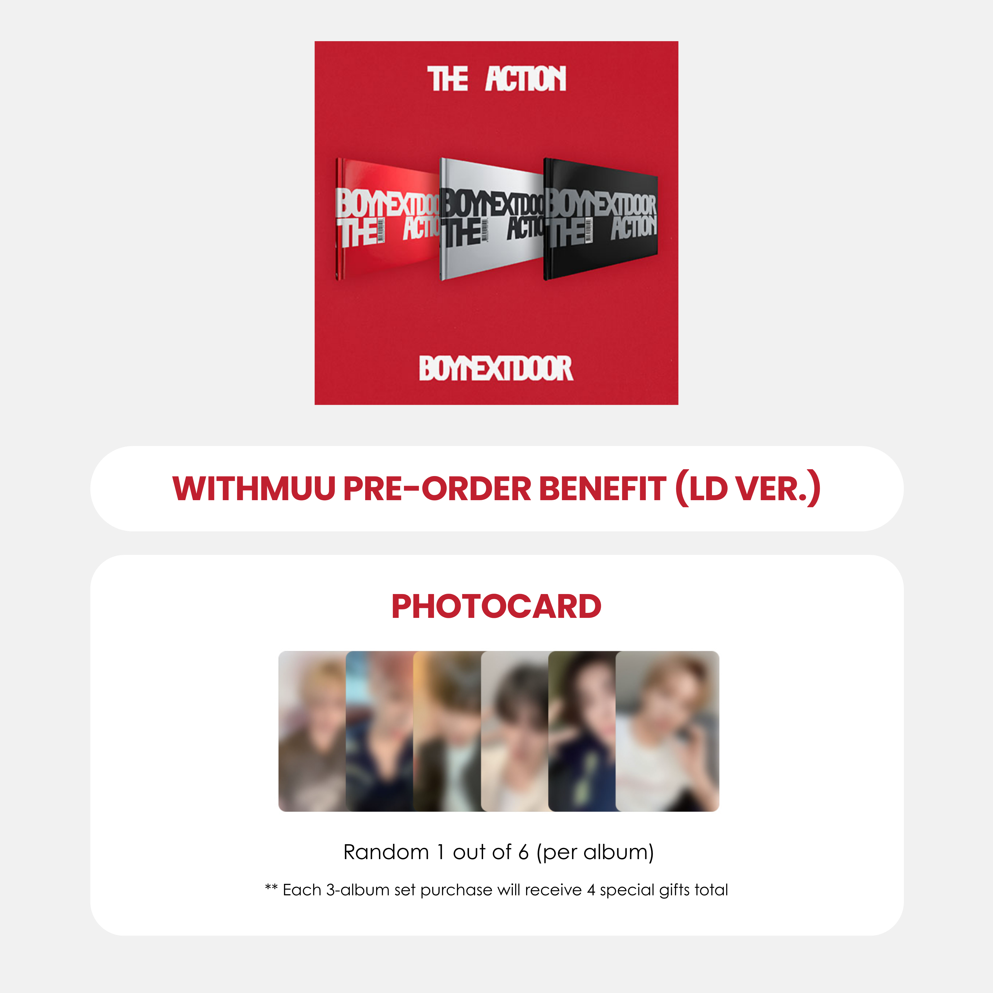 BOYNEXTDOOR 5TH EP ALBUM - THE ACTION + WITHMUU PHOTOCARD (LD VER.) (PRE-ORDER)