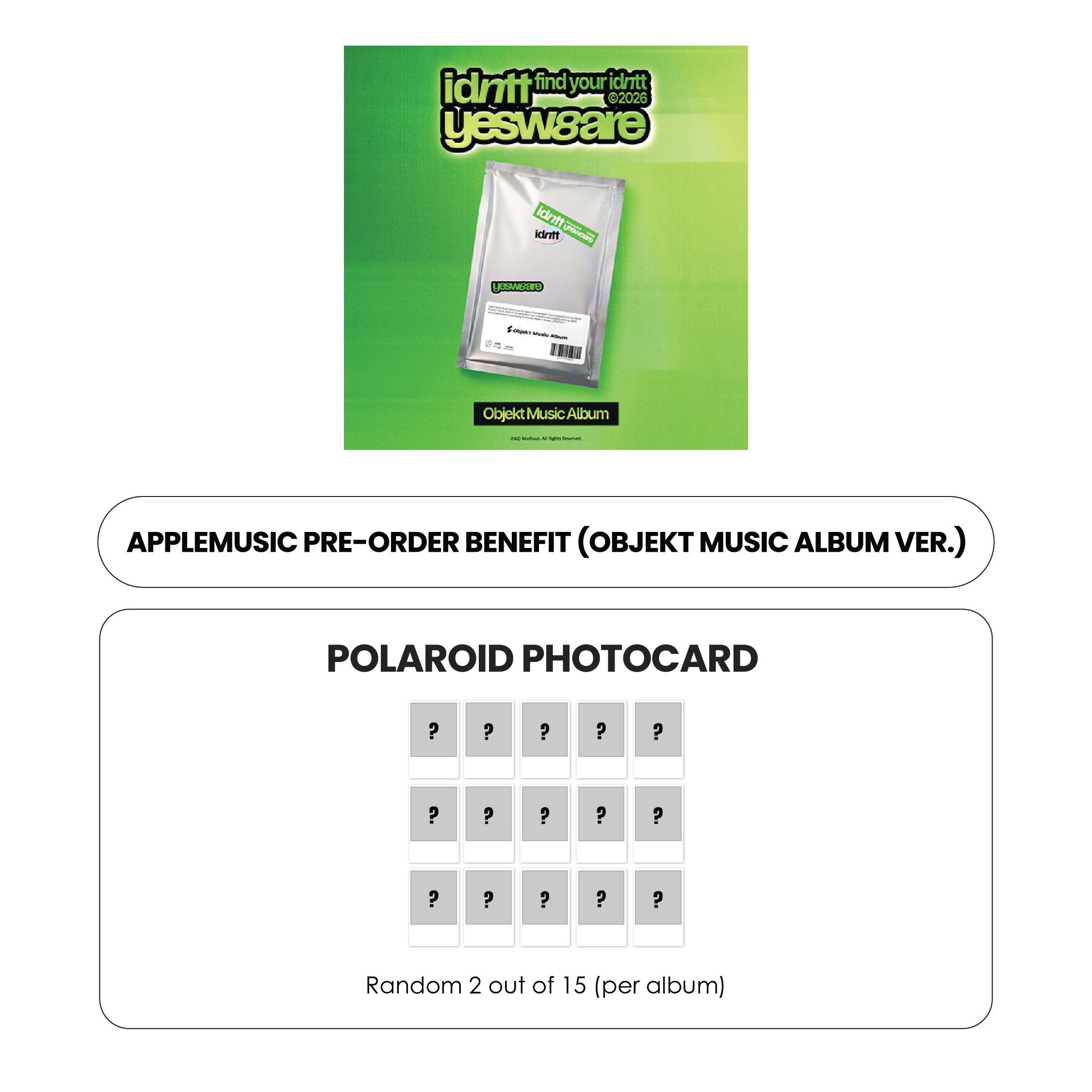 IDNTT MINI ALBUM - YESWEARE (OBJEKT MUSIC ALBUM VER.) + APPLEMUSIC PHOTOCARD (PRE-ORDER)