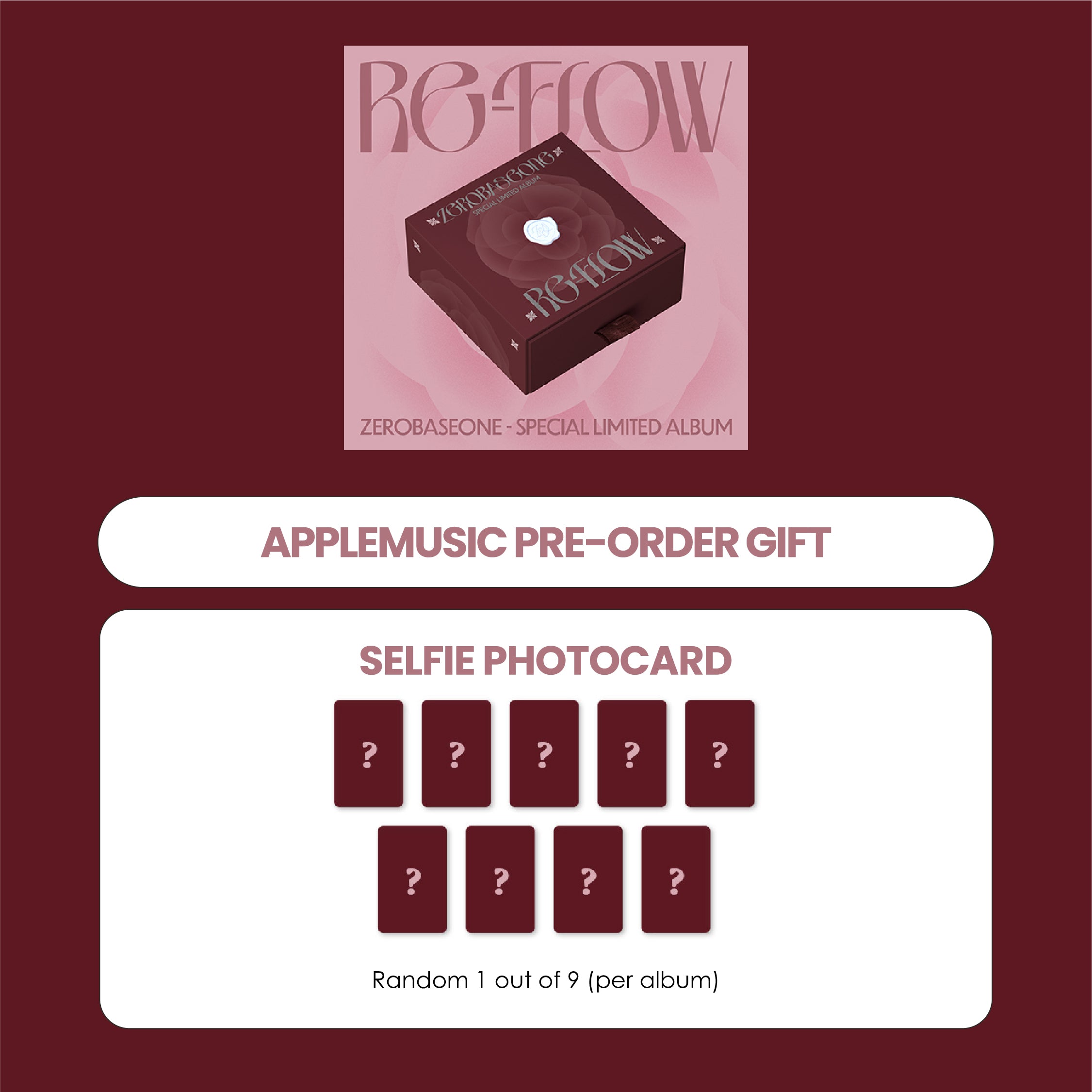 ZEROBASEONE SPECIAL LIMITED ALBUM - RE-FLOW + APPLEMUSIC PHOTOCARD (PRE-ORDER)