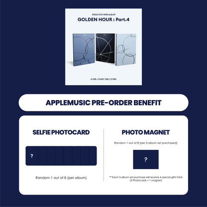ATEEZ 13TH MINI ALBUM - GOLDEN HOUR : PART.4 (KOREA VER.) + APPLEMUSIC PHOTOCARD + PHOTO MAGNET (PRE-ORDER)