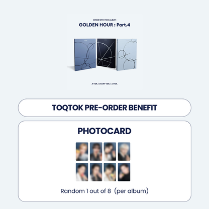ATEEZ 13TH MINI ALBUM - GOLDEN HOUR : PART.4 (KOREA VER.) + TOKTOQ PHOTOCARD (PRE-ORDER)