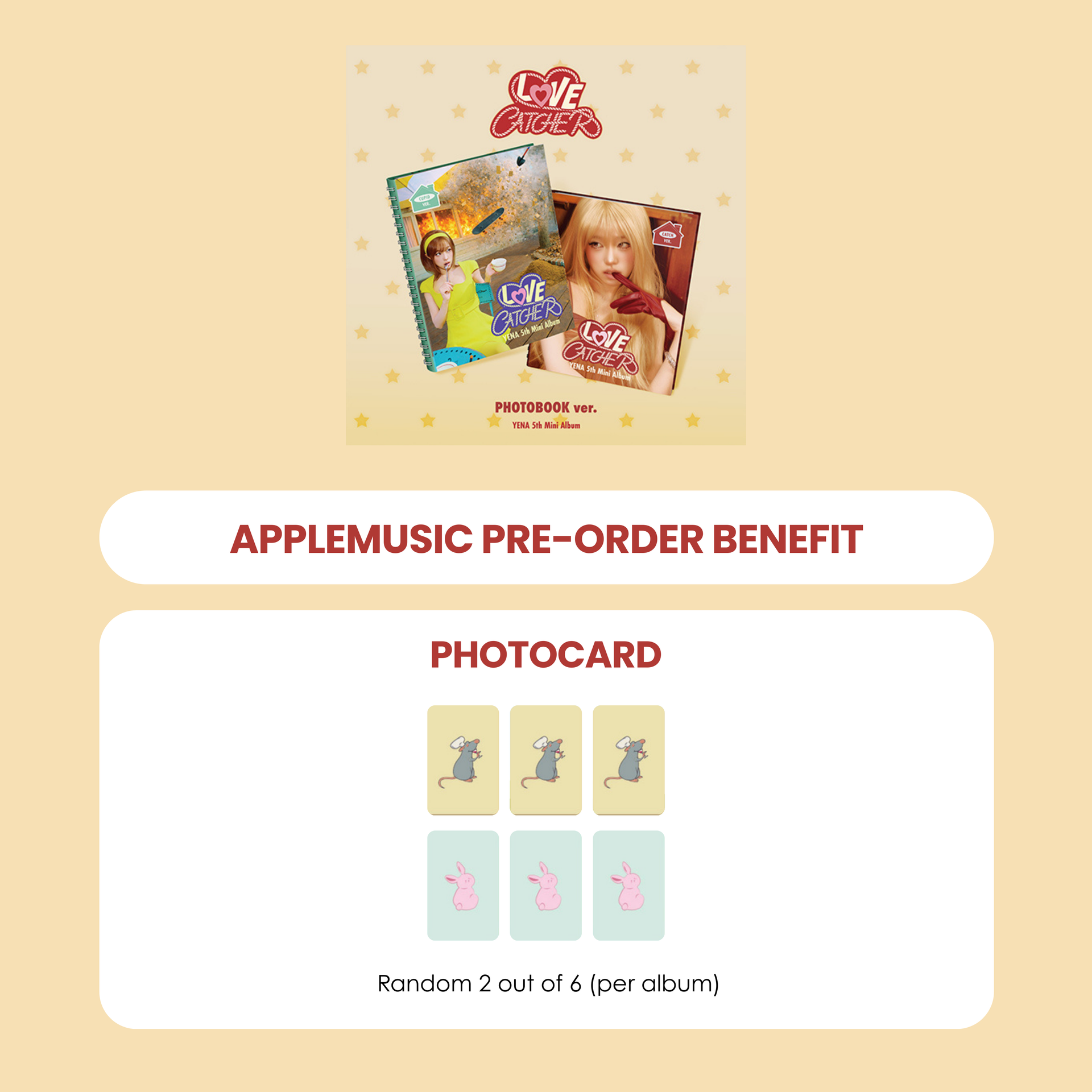 YENA 5TH MINI ALBUM - LOVE CATCHER + APPLEMUSIC PHOTOCARD – SubK Shop