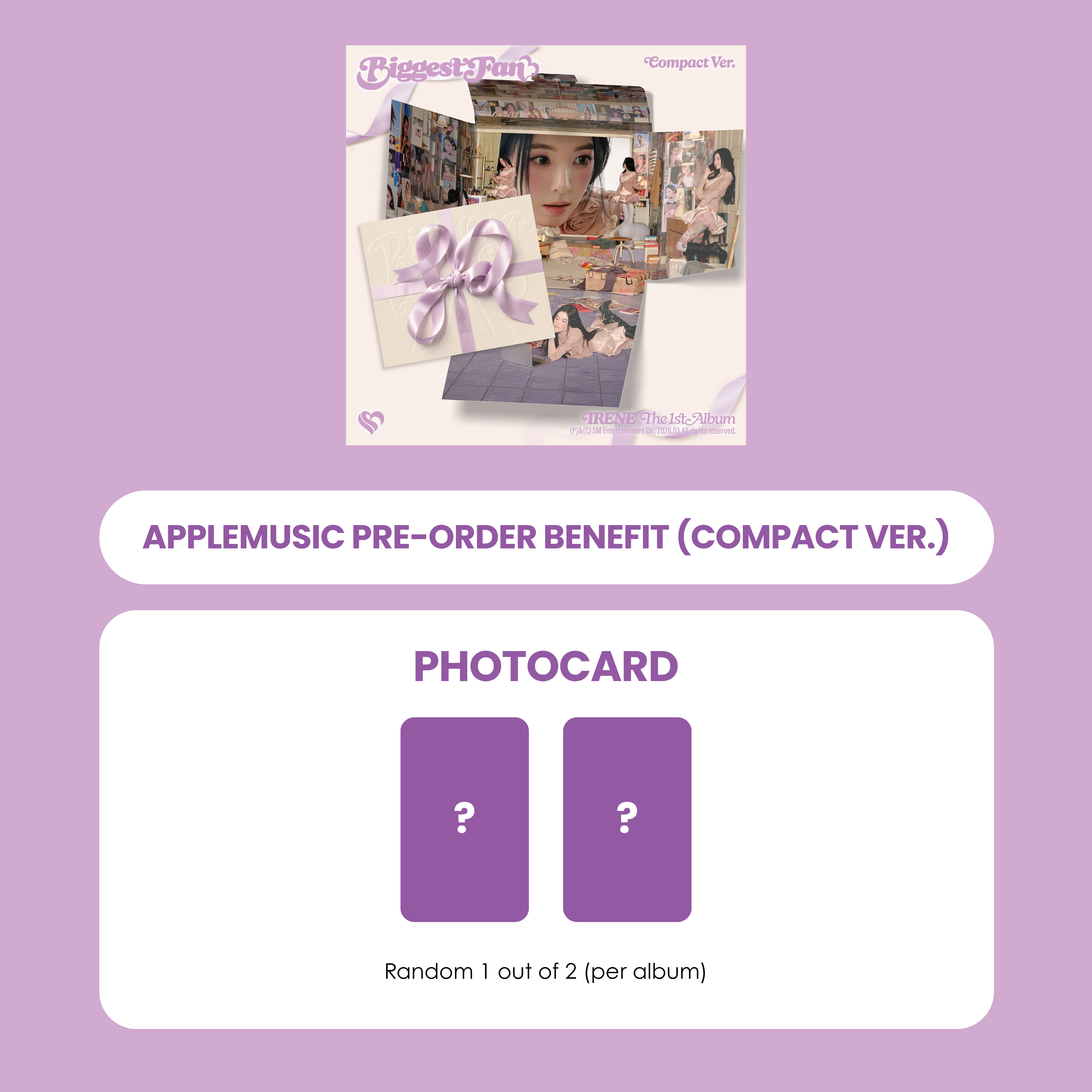 IRENE 1ST ALBUM - BIGGEST FAN (COMPACT VER.) + APPLEMUSIC PHOTOCARD