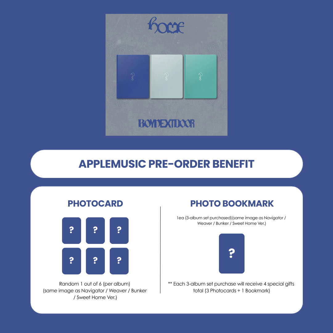 BOYNEXTDOOR 1ST STUDIO ALBUM - HOME + APPLEMUSIC PHOTOCARD + BOOKMARK (PRE-ORDER)