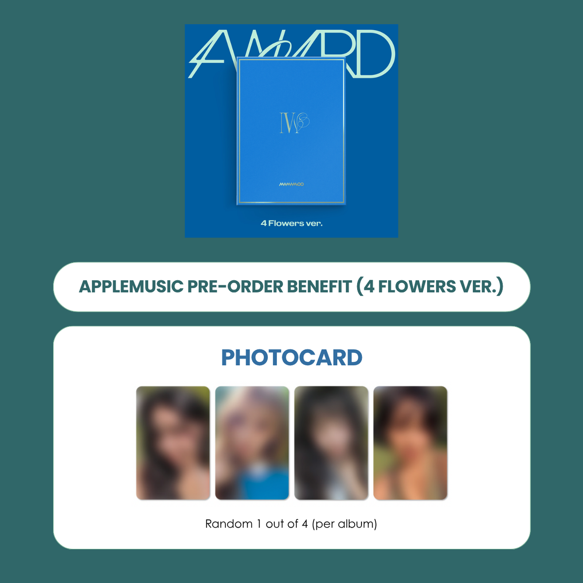 MAMAMOO SPECIAL SINGLE ALBUM - 4WARD (4 FLOWERS VER.) + APPLEMUSIC