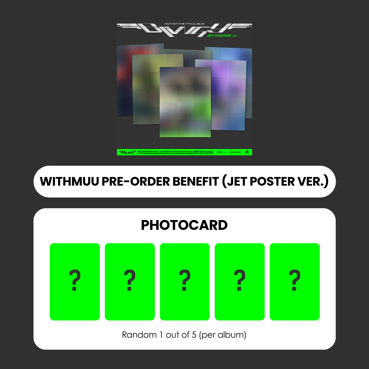 NCT 127 7TH ALBUM - BLINGY (JET POSTER VER.) + WITHMUU PHOTOCARD (PRE-ORDER)