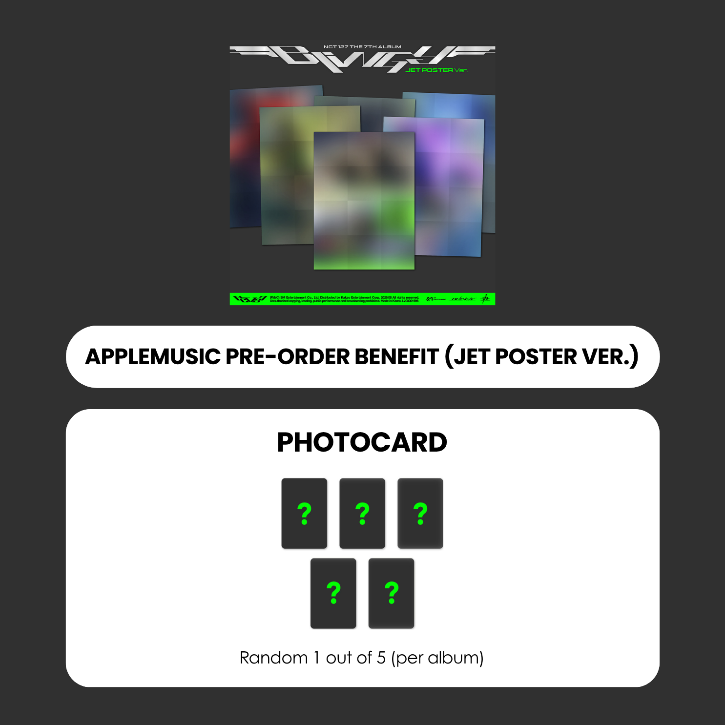NCT 127 7TH ALBUM - BLINGY (JET POSTER VER.) + APPLEMUSIC PHOTOCARD (PRE-ORDER)