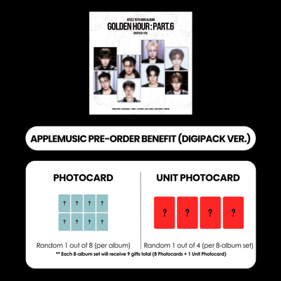 ATEEZ 15TH MINI ALBUM - GOLDEN HOUR : PART.6 (KOREA VER.) (DIGIPACK VER.) + APPLEMUSIC PHOTOCARD (PRE-ORDER)