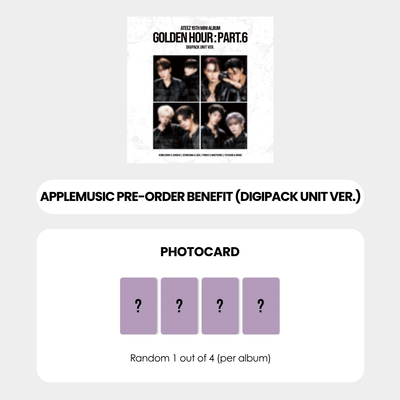 ATEEZ 15TH MINI ALBUM - GOLDEN HOUR : PART.6 (KOREA VER.) (DIGIPACK UNIT VER.) + APPLEMUSIC PHOTOCARD (PRE-ORDER)