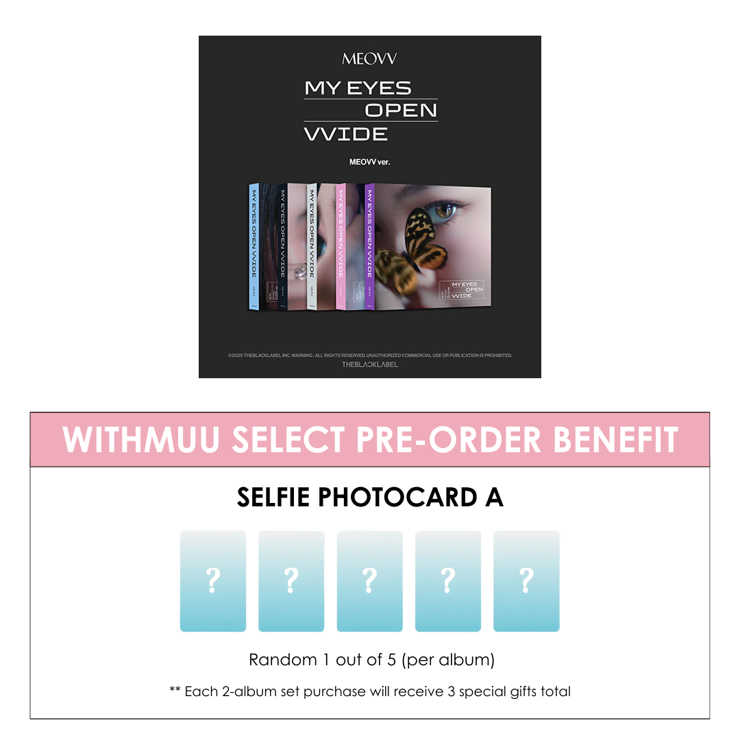 MEOVV 1ST EP ALBUM - MY EYES OPEN VVIDE (MEOVV VER.) + WITHMUU PHOTOCARD (PRE-ORDER)