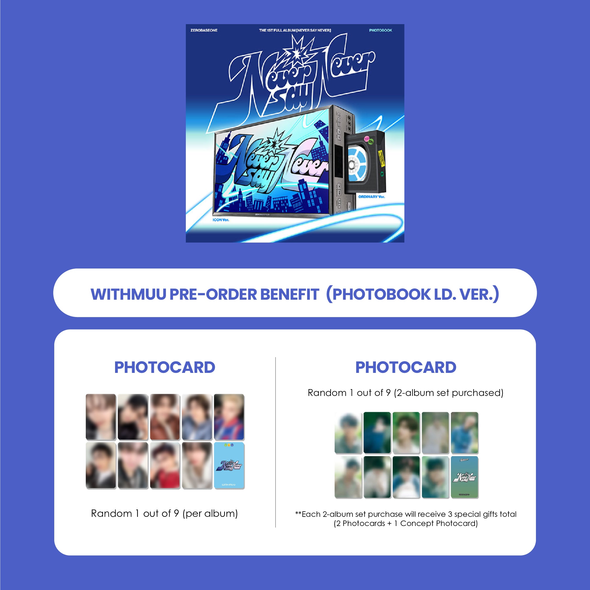 ZEROBASEONE 1ST ALBUM - NEVER SAY NEVER (PHOTOBOOK VER.) + WITHMUU PHOTOCARD (LD VER.)