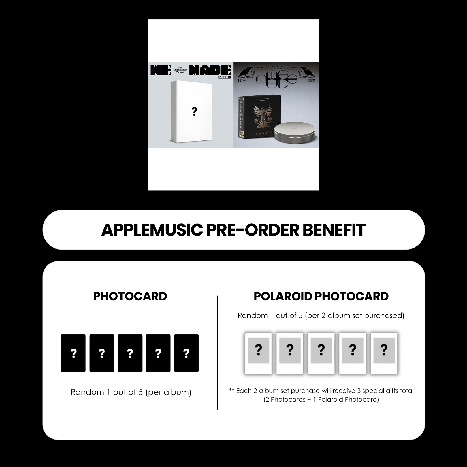 I-DLE 9TH MINI ALBUM - WE MADE + APPLEMUSIC PHOTOCARD (PRE-ORDER)