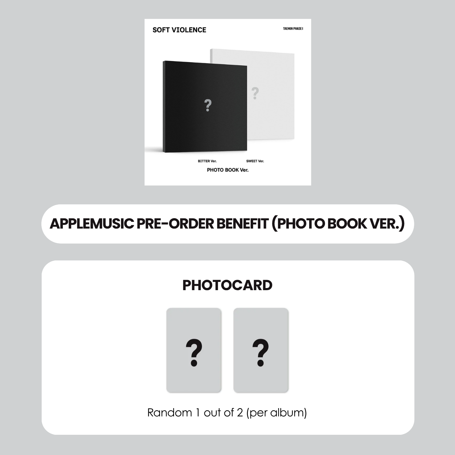 TAEMIN ALBUM - PHASE I : SOFT VIOLENCE (PHOTOBOOK VER.) + APPLEMUSIC PHOTOCARD (PRE-ORDER)