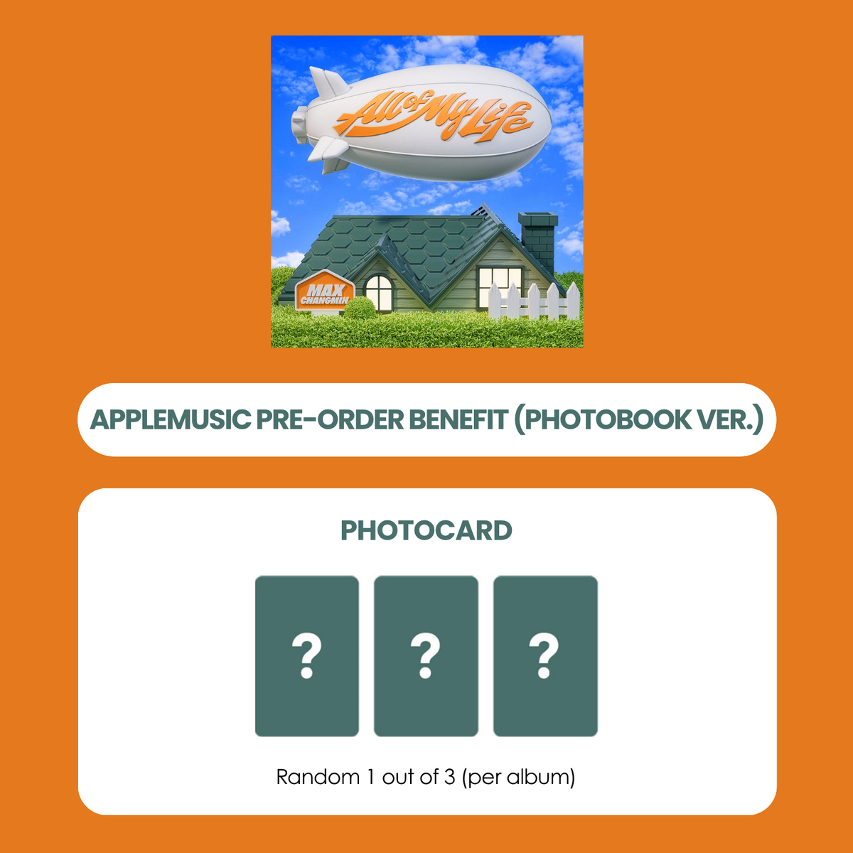 MAX CHANGMIN 3RD MINI ALBUM - ALL OF MY LIFE (PHOTOBOOK VER.) + APPLEMUSIC PHOTOCARD (PRE-ORDER)
