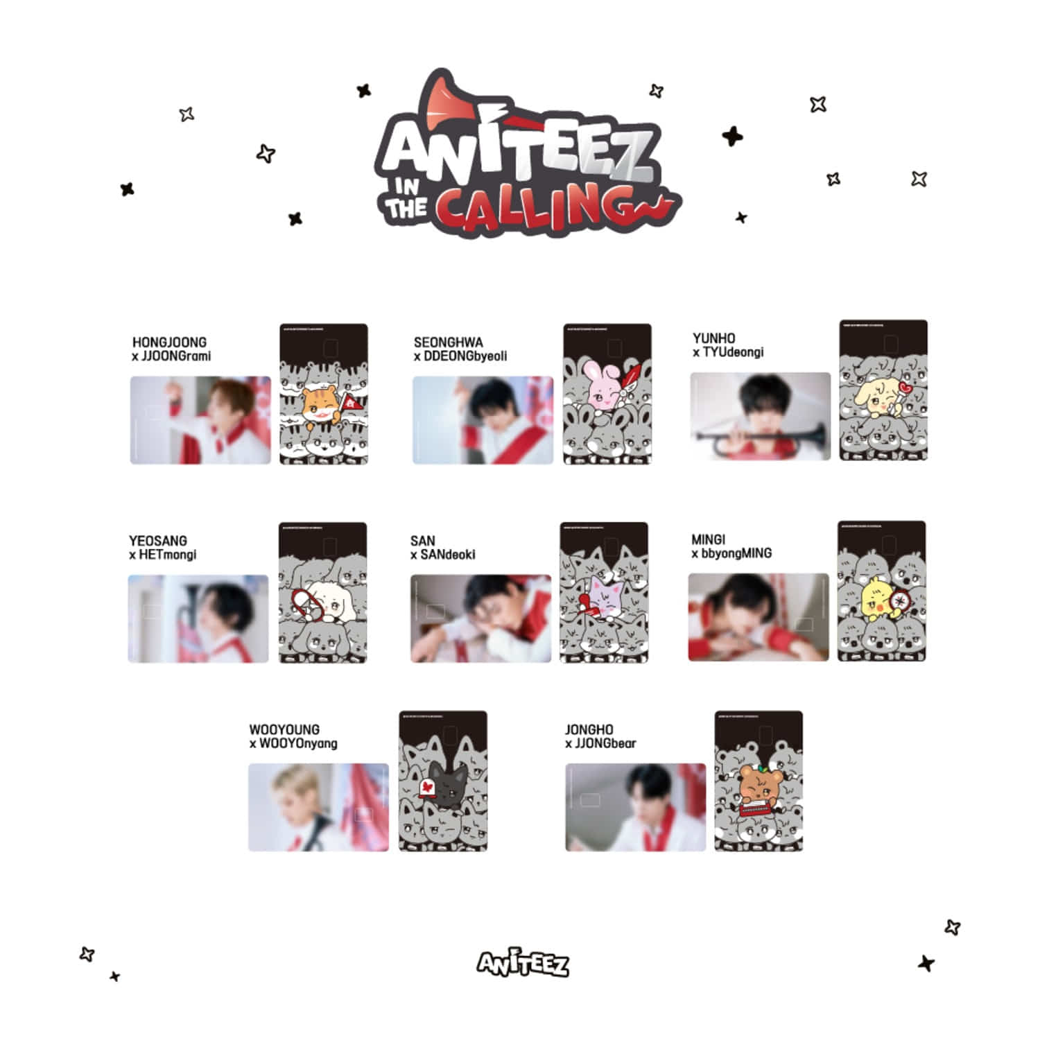 ATEEZ サノク キット トレカ ポーチ キーリング ステッカー Stray Kidsグッズ ギフトボックス フォトカード 樂-STAR セット