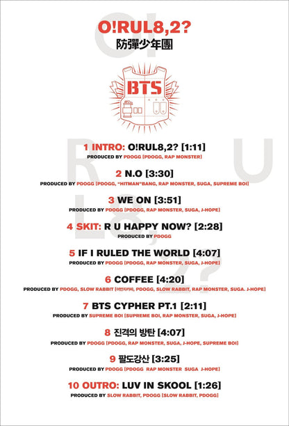 BTS 1ST MINI ALBUM - O!RUL8,2?
